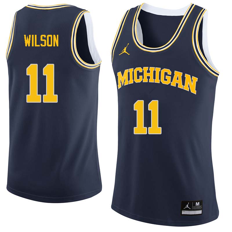 Men #11 Luke Wilson Michigan Wolverines College Basketball Jerseys Sale-Navy